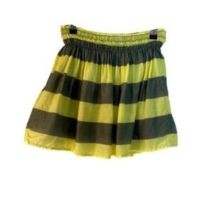 Splendid Silk Blend Striped Full Mini Skirt Gray White S Small